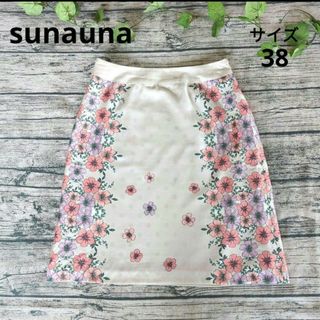 スーナウーナ(SunaUna)の★SUNAUNA 日本製 膝丈 花柄スカート 38(ひざ丈スカート)