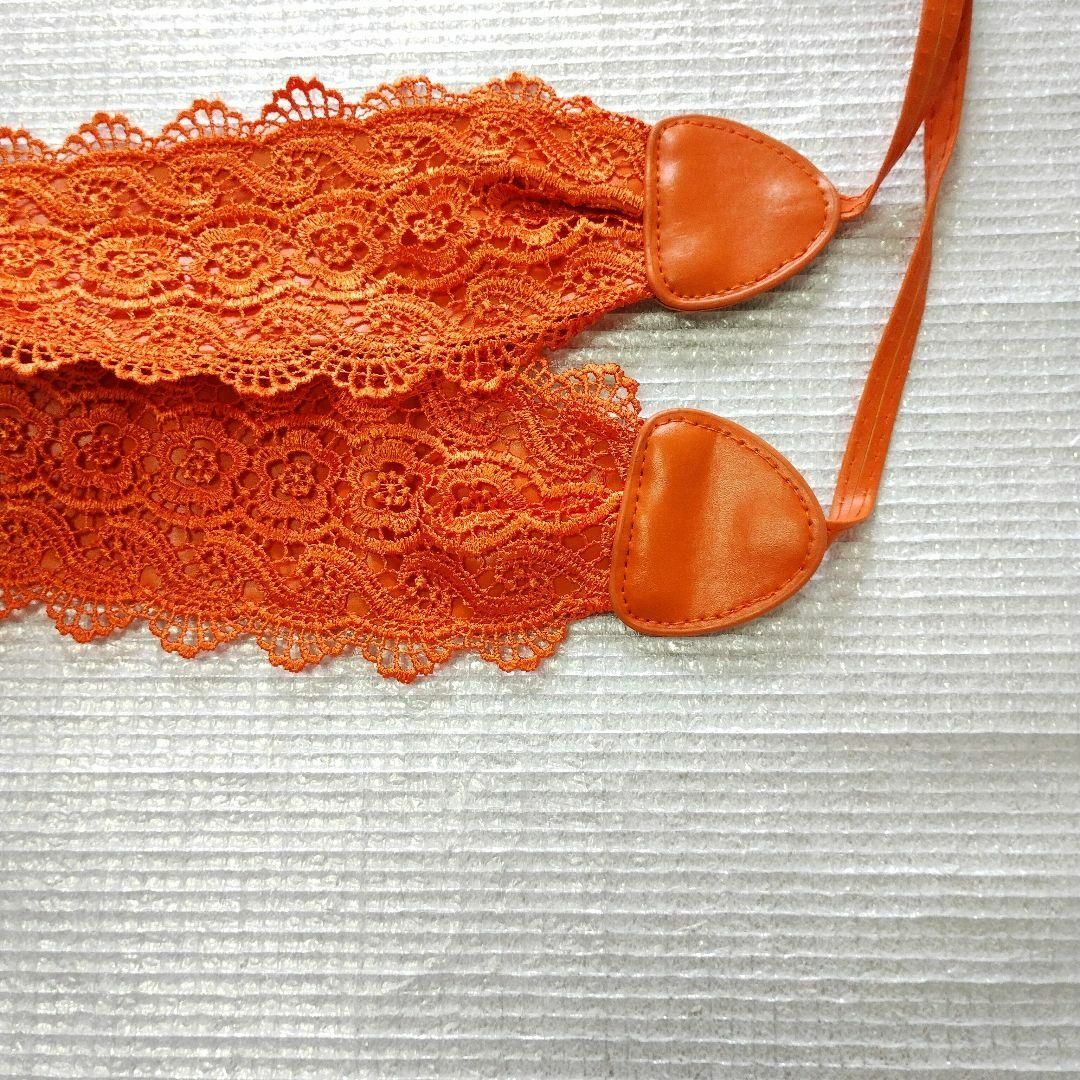 【オレンジ】レディース サッシュベルト 幅広ベルト 刺繍レース コルセットベルト レディースのファッション小物(ベルト)の商品写真
