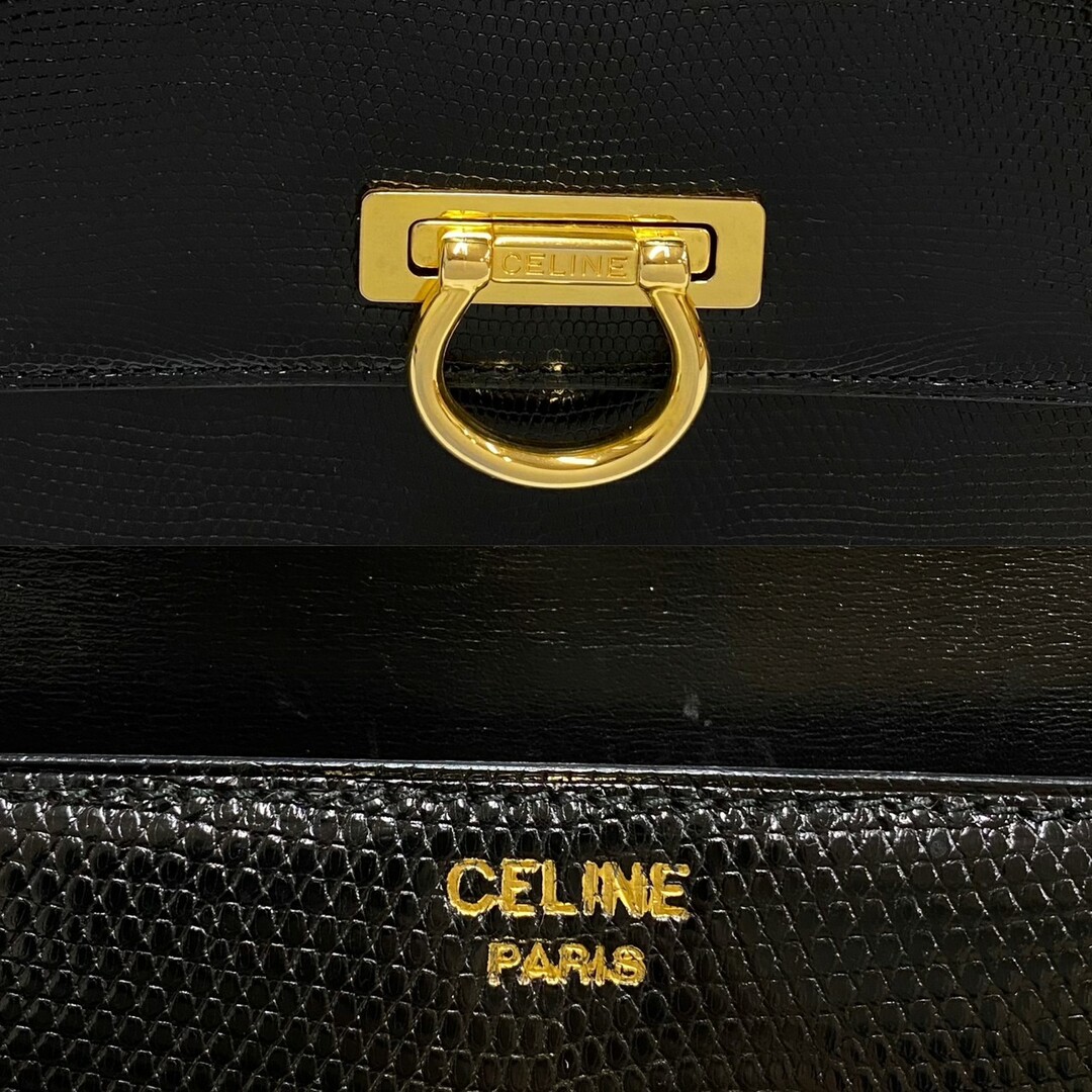 美品 CELINE セリーヌ ヴィンテージ ロゴ 金具 レザー 本革 ハンドバッグ ミニ トートバッグ ビジネスバッグ A4収納可能 ブラック 黒 27551