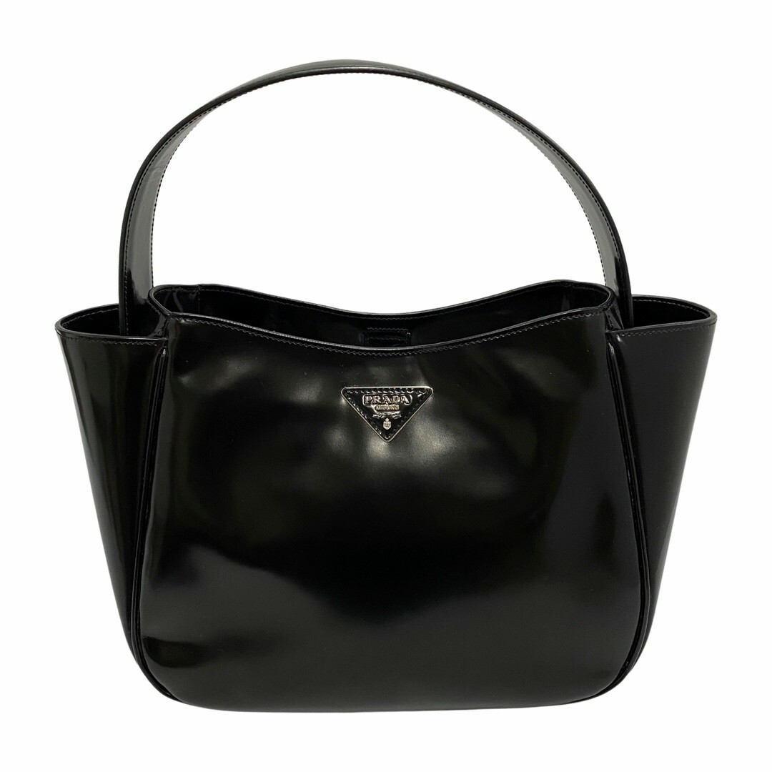 ほぼ未使用 レア品 保存袋付 PRADA プラダ 三角ロゴ 金具 パテント