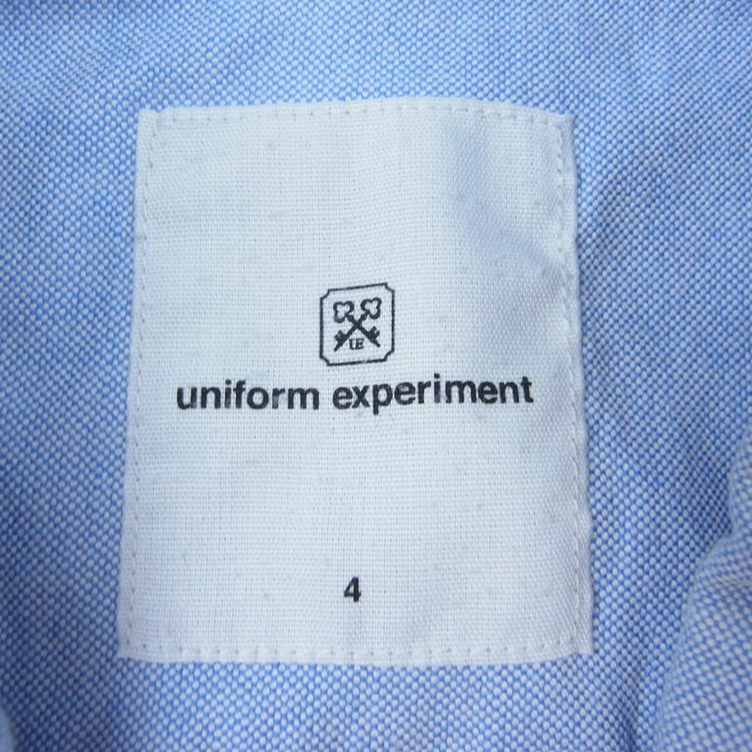 uniform experiment(ユニフォームエクスペリメント)のuniform experiment ユニフォームエクスペリメント UE-000011 ボタンダウン ロゴ 刺繍 半袖 シャツ ブルー系 4【中古】 メンズのトップス(シャツ)の商品写真