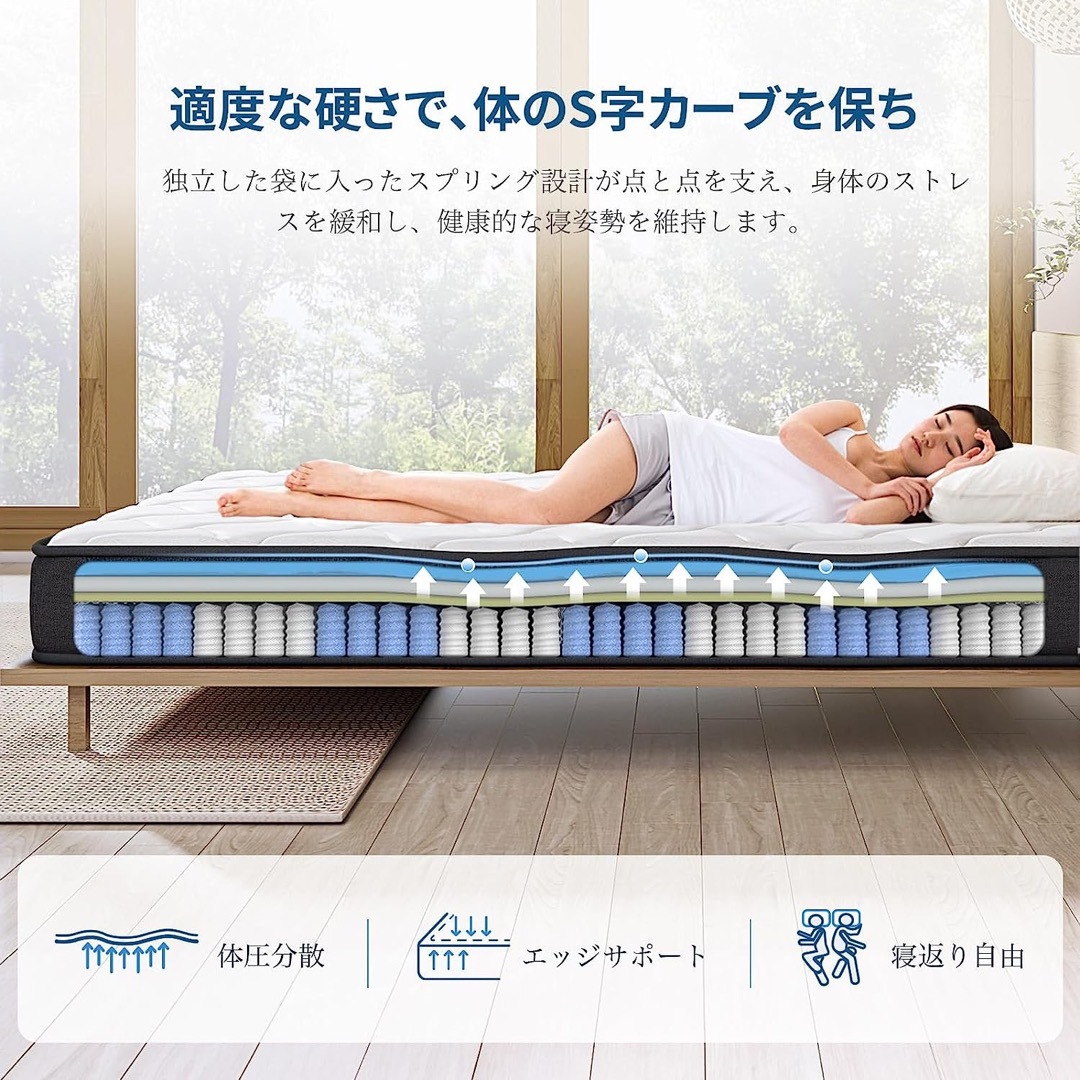 マットレス セミダブル 高反発 極厚22CM ベッド 寝返りサポート-