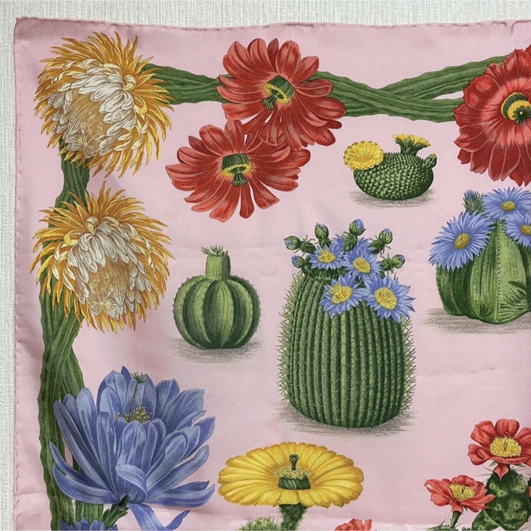 GUCCI グッチ サボテン シルク スカーフ ピンク 美品 花柄 ヴィンテージ