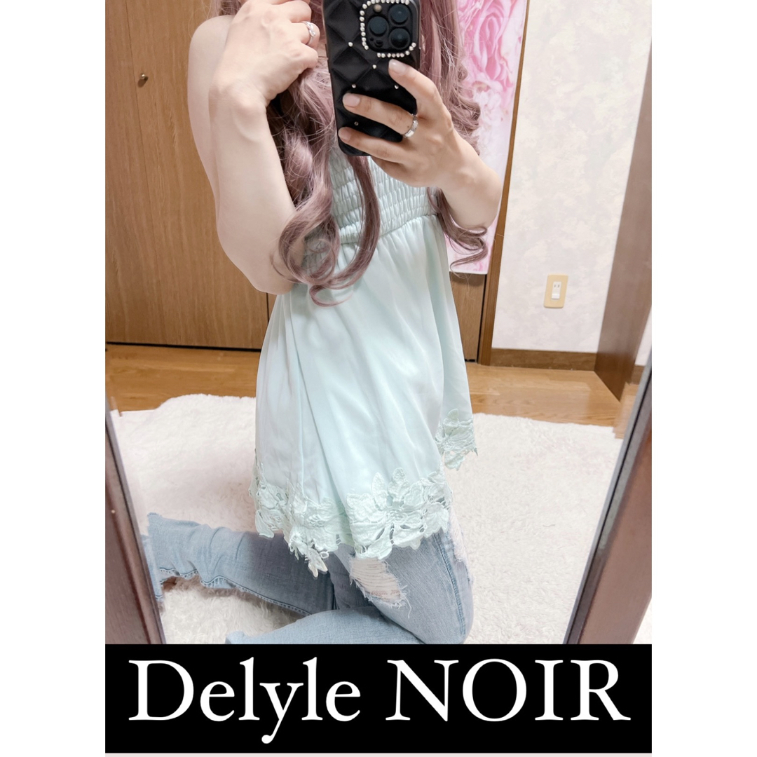 Delyle NOIR(デイライルノアール)の5301.Delyle NOIR シフォン 刺繍レース ベアトップ レディースのトップス(ベアトップ/チューブトップ)の商品写真