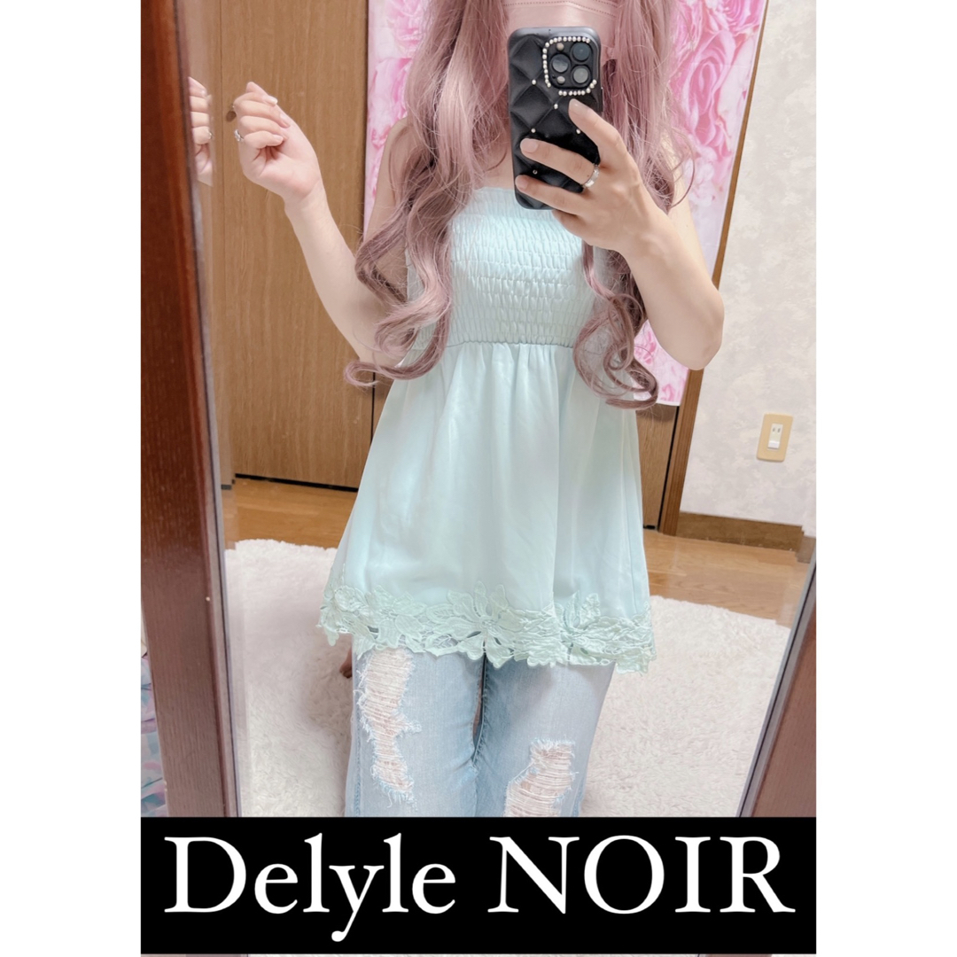 Delyle NOIR(デイライルノアール)の5301.Delyle NOIR シフォン 刺繍レース ベアトップ レディースのトップス(ベアトップ/チューブトップ)の商品写真