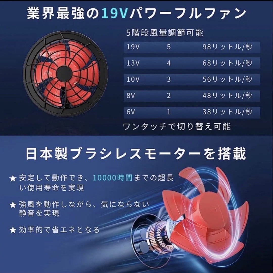 空調服ファンバッテリーセット　2023年新作　19V スマホ/家電/カメラの冷暖房/空調(その他)の商品写真