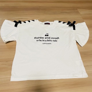 ラブトキシック(lovetoxic)のラブトキシック　150 Tシャツ　リボン　半袖　白(Tシャツ/カットソー)