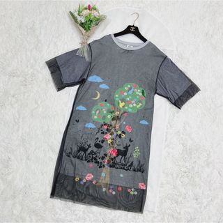 スカラー(ScoLar)のscolar 動物柄Tシャツワンピース グレー Mサイズ(ひざ丈ワンピース)