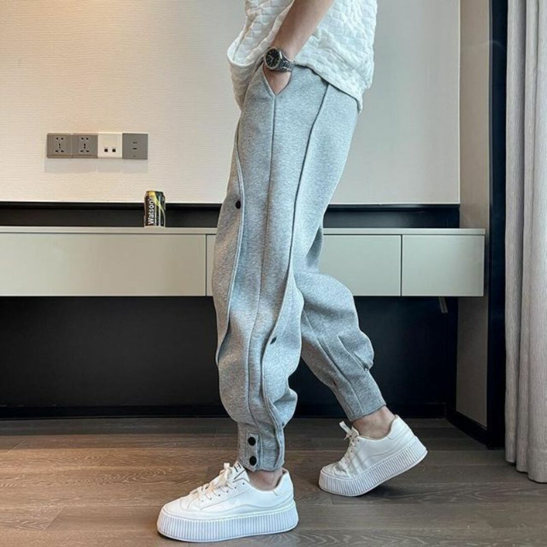 ジョガーパンツ サルエルパンツ ワイドパンツ スウェット 韓国 グレー XL メンズのパンツ(サルエルパンツ)の商品写真