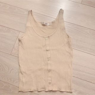 マウジー(moussy)の【セール】MOUSSY マウジー　2WAYリブタンクトップ　ライトベージュ(タンクトップ)