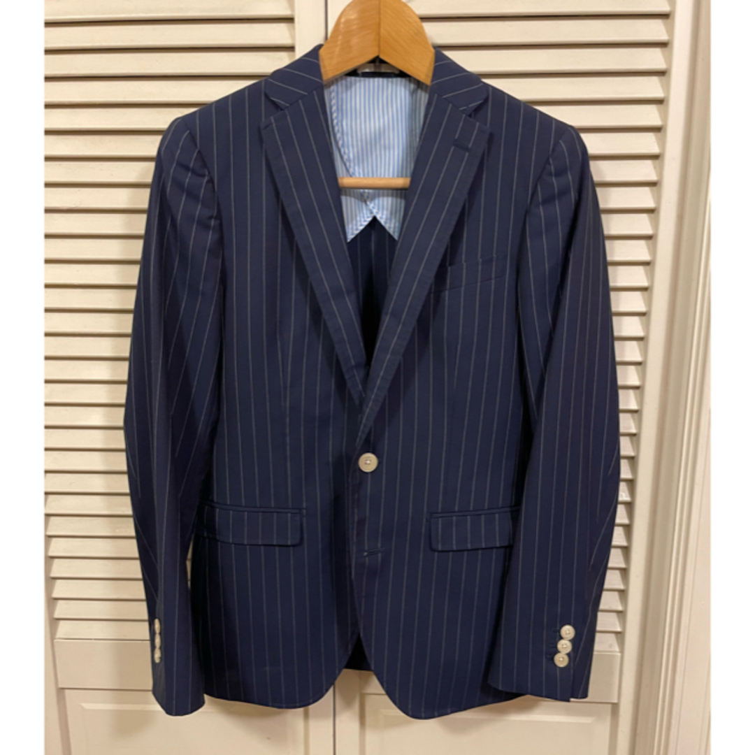 THE SUIT COMPANY(スーツカンパニー)のスーツセレクト  ネイビーストライプスーツジャケット　春夏用 メンズのスーツ(スーツジャケット)の商品写真