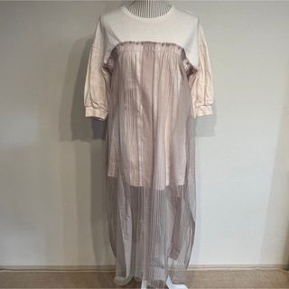 ダブルクローゼット(w closet)の【美品】wcloset.チュール切り替えTシャツワンピース(ロングワンピース/マキシワンピース)