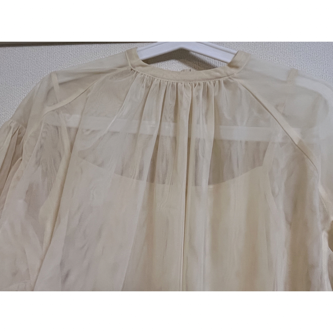 CLANE(クラネ)のSHEER TULLE BALLOON SLEEVE シフォン　おしゃれ レディースのトップス(シャツ/ブラウス(長袖/七分))の商品写真