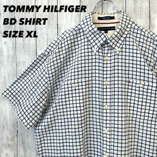 トミーヒルフィガー(TOMMY HILFIGER)のゆるだぼオーバーサイズXL トミーヒルフィガー半袖刺繍ロゴチェック柄BDシャツ(シャツ)