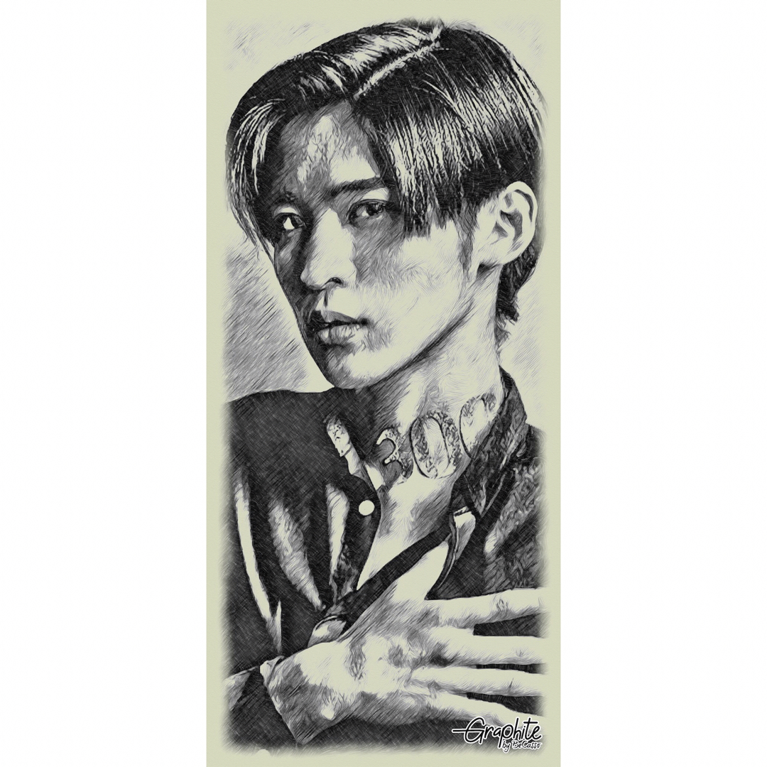 俳優肖像画 額縁寸法340ミリ×253ミリ 額縁、フォトスタンド付 京藤夏樹