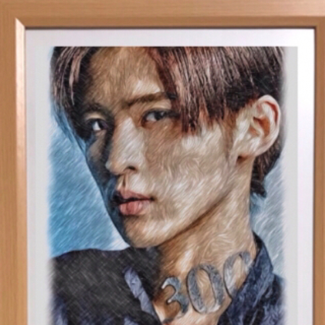俳優肖像画 額縁寸法340ミリ×253ミリ 額縁、フォトスタンド付 京藤夏樹