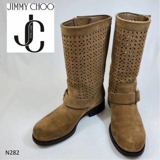 N282　JIMMY CHOO ジミーチュウ バイカー　ベルト　スエード　36