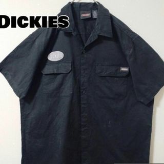 ディッキーズ(Dickies)のディッキーズ Dickies 半袖シャツ 黒 刺繍ワッペン 胸ポケット付き XL(シャツ)