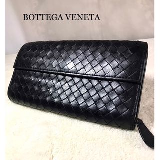 ボッテガヴェネタ(Bottega Veneta)のボッテガヴェネタ 長財布 ラウンドファスナー イントレチャート ブラック(長財布)