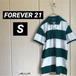 フォーエバートゥエンティーワン(FOREVER 21)のFOREVER 21 メンズ　ポロシャツ　ボーダー　グリーン　S シンプル(ポロシャツ)