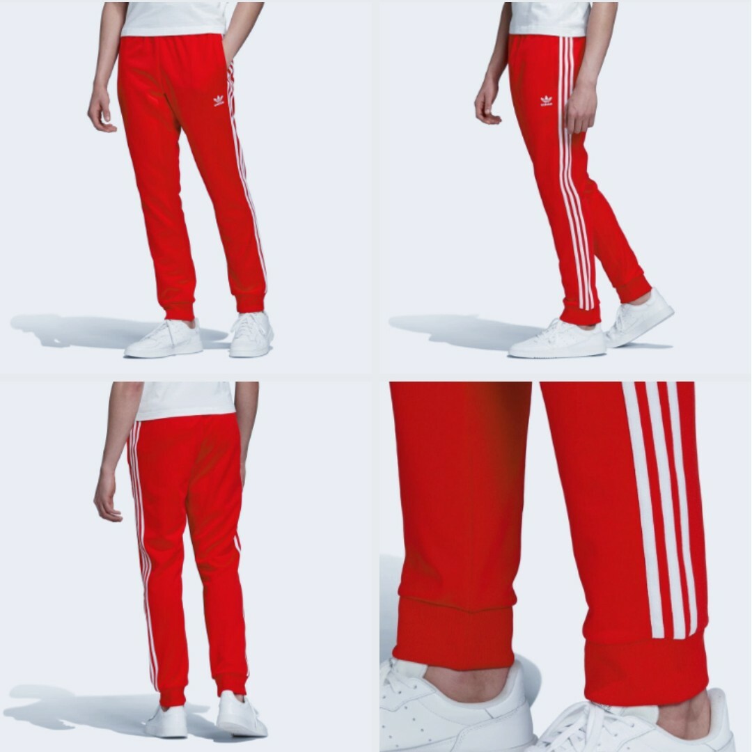 新品 M adidas originals トラックパンツ 赤