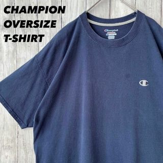 チャンピオン(Champion)のゆるだぼオーバーサイズ2XL チャンピオンワンポイント刺繍ロゴTシャツ　ネイビー(Tシャツ/カットソー(半袖/袖なし))