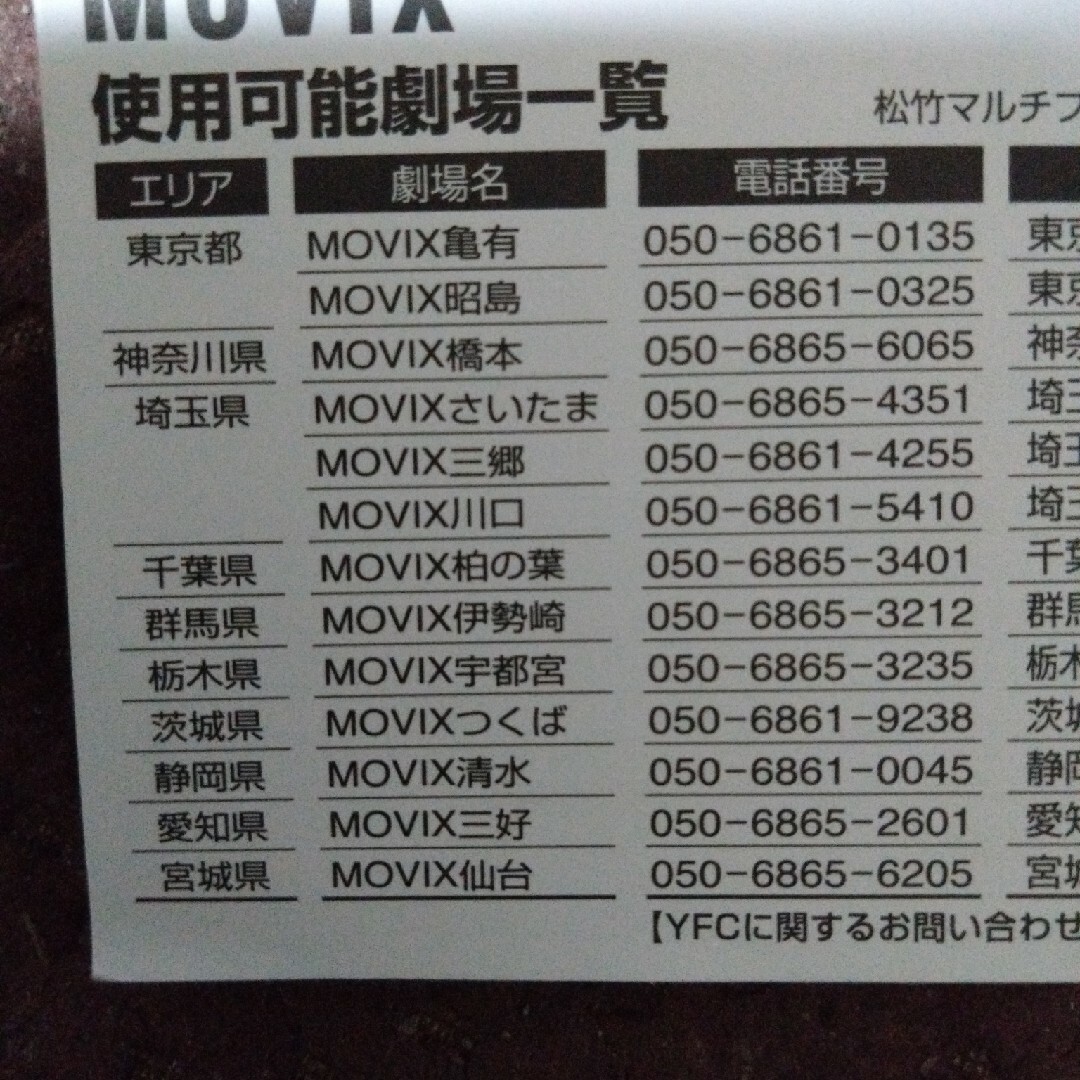 MOVIX劇場指定共通映画鑑賞券×２枚です。 チケットの映画(その他)の商品写真