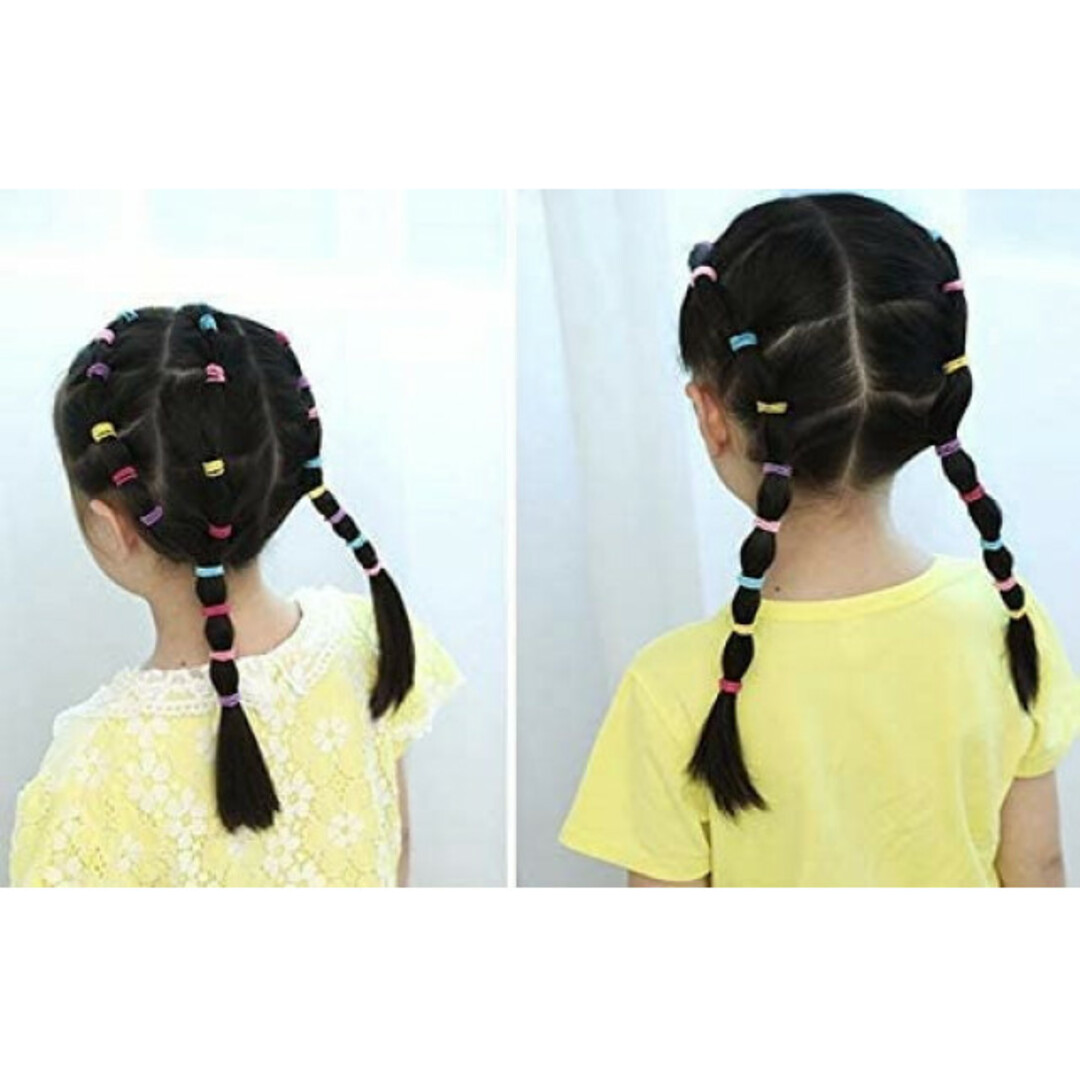 カラフル キッズ ヘアゴム ハンドメイド 子供 100本 ケース付き パステル キッズ/ベビー/マタニティのこども用ファッション小物(その他)の商品写真