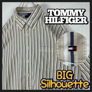 トミーヒルフィガー(TOMMY HILFIGER)のトミーヒルフィガー ストライプ シャツ 超ビックサイズ ボタンダウン 刺繍ロゴ(シャツ)