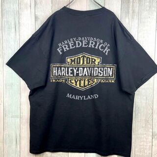 ハーレーダビッドソン(Harley Davidson)の古着　ハーレーダビッドソン　Tシャツ　両面プリント　鷲　ドクロ　黒　XL(Tシャツ/カットソー(半袖/袖なし))