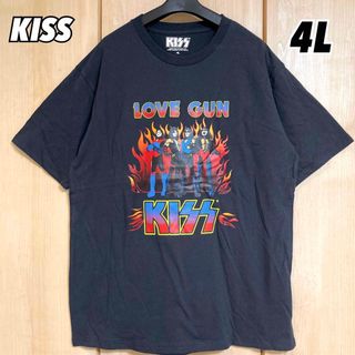 KISS  メンズ　Tシャツ　半袖　グレー　淡黒　プリントtシャツ　ビッグサイズ(Tシャツ/カットソー(半袖/袖なし))