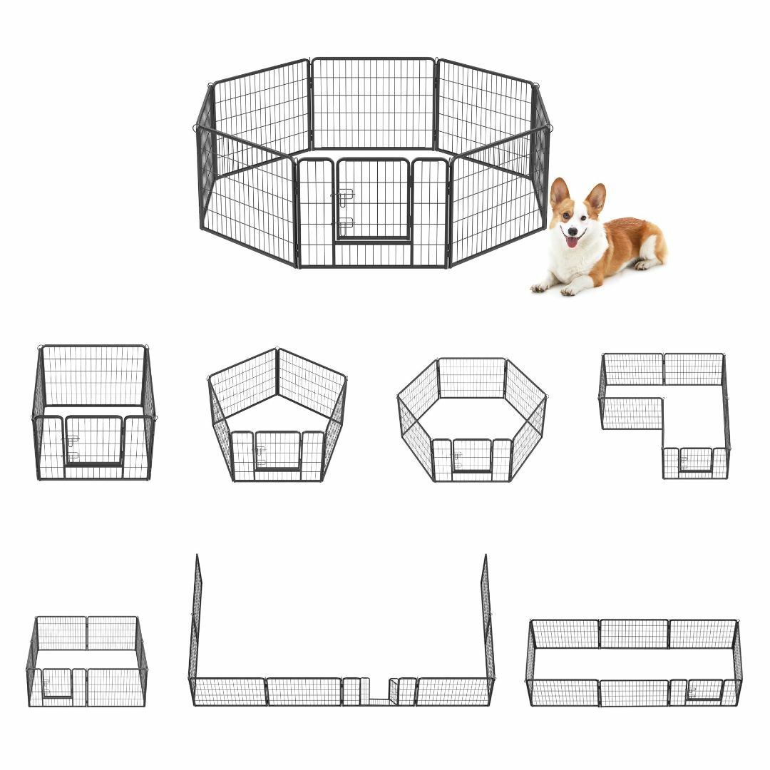 FEANDREA ペットサークル 中型犬用 小型犬用 ペットフェンス 折り畳み式