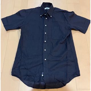 アオヤマ(青山)のMODA RITORNO ITALY生地　MESH半袖ボタンダウンシャツ　黒　L(シャツ)