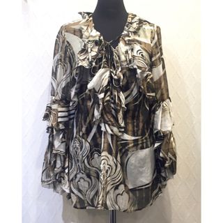 【美品】EMILIO PUCCI●長袖●プッチ柄●サイズ38●ブラウス●コットン