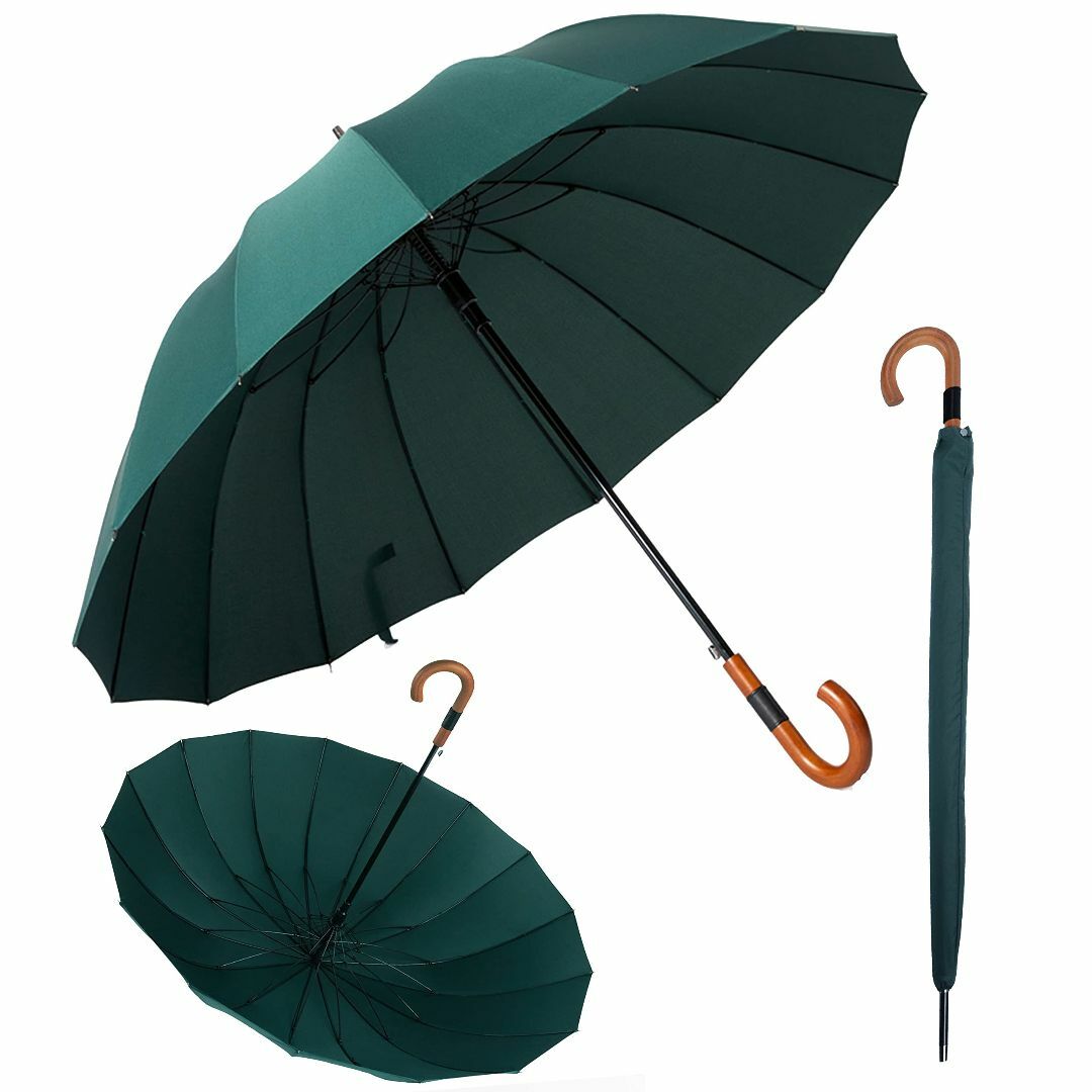 【色: グリーン】Aiyoupin傘 メンズ 傘 16本骨 紳士傘 ジャンプ傘