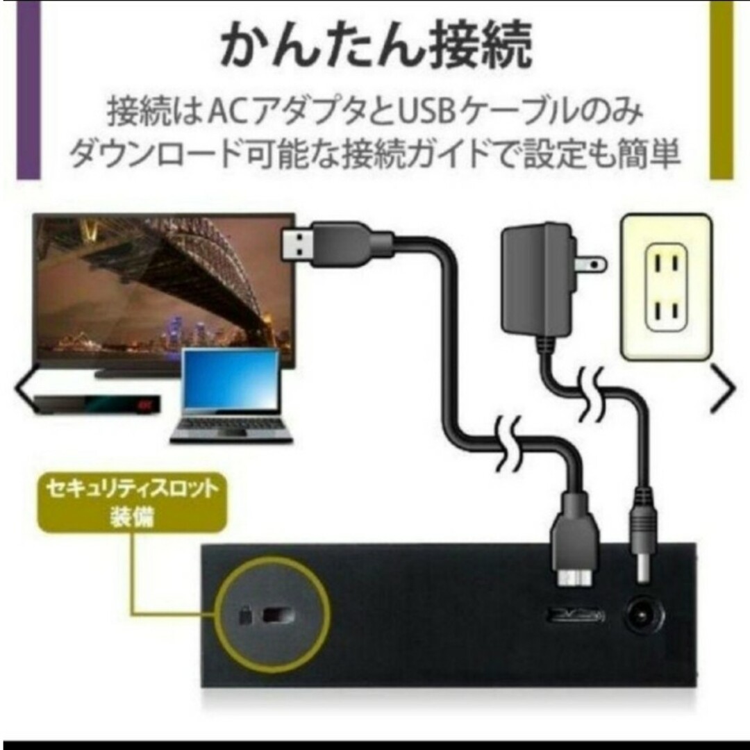 外付けHDD2TB　TV録画　PC対応ELD-GTV020UBK 3