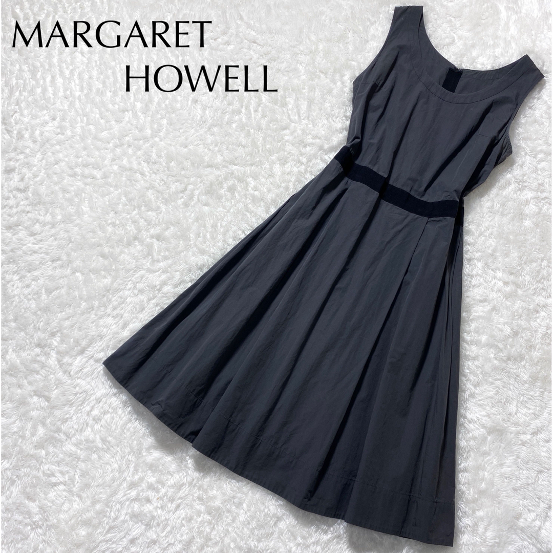 MARGARET HOWELL(マーガレットハウエル)の【美品】マーガレットハウエル MHL ノースリーブ フレア ワンピース ミディ丈 レディースのワンピース(ロングワンピース/マキシワンピース)の商品写真