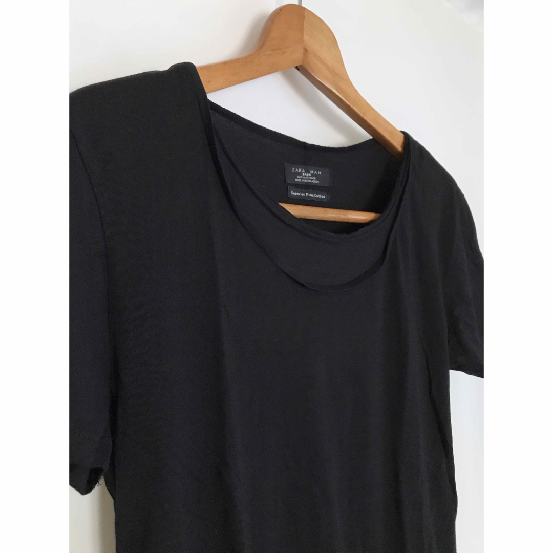 ZARA(ザラ)の【美品】ZARA Tシャツ2着セット メンズS 黒・グレー メンズのトップス(Tシャツ/カットソー(半袖/袖なし))の商品写真