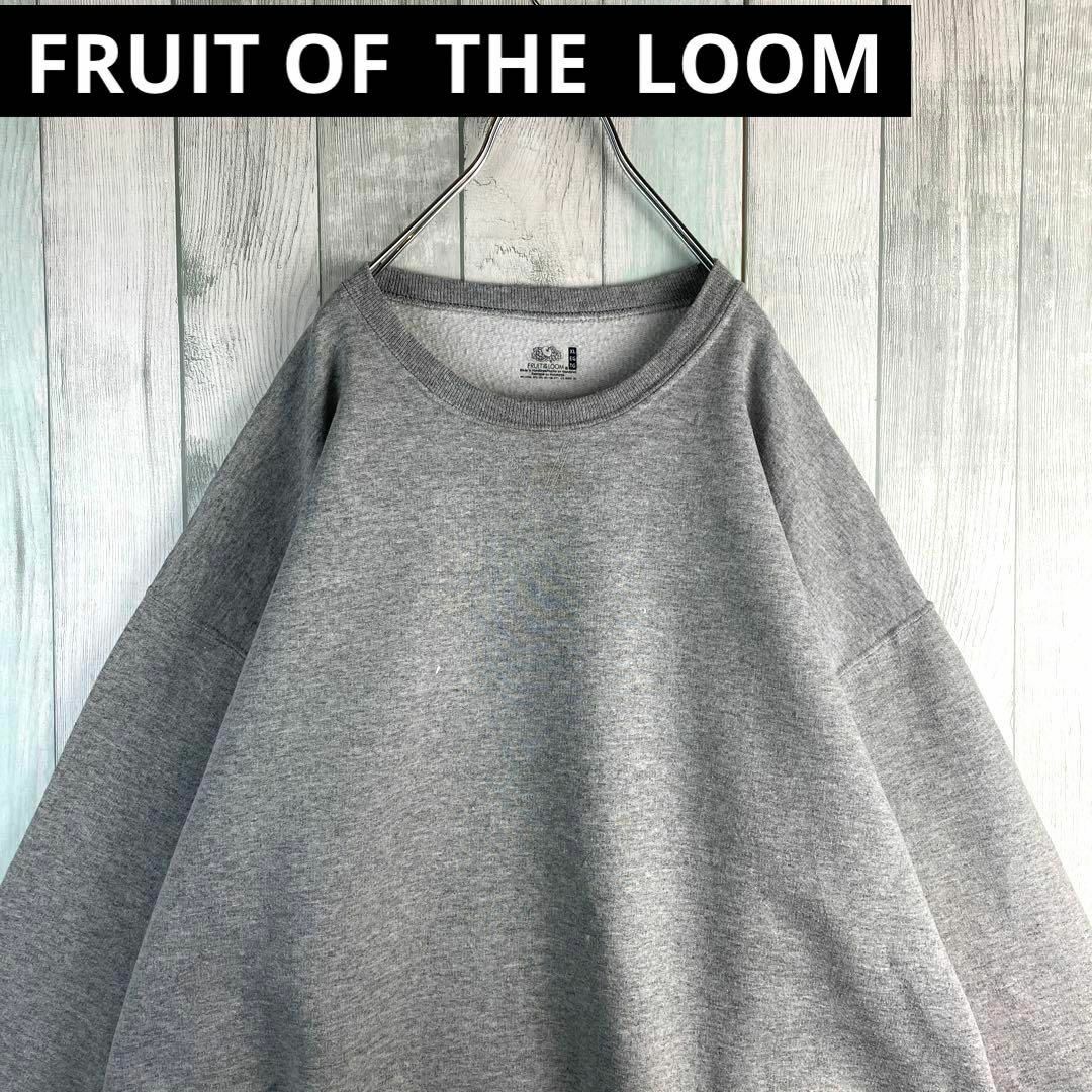 FRUIT OF THE LOOM(フルーツオブザルーム)の古着　フルーツオブザルーム　スウェット　ゆるだぼ　無地　XL　グレー メンズのトップス(スウェット)の商品写真