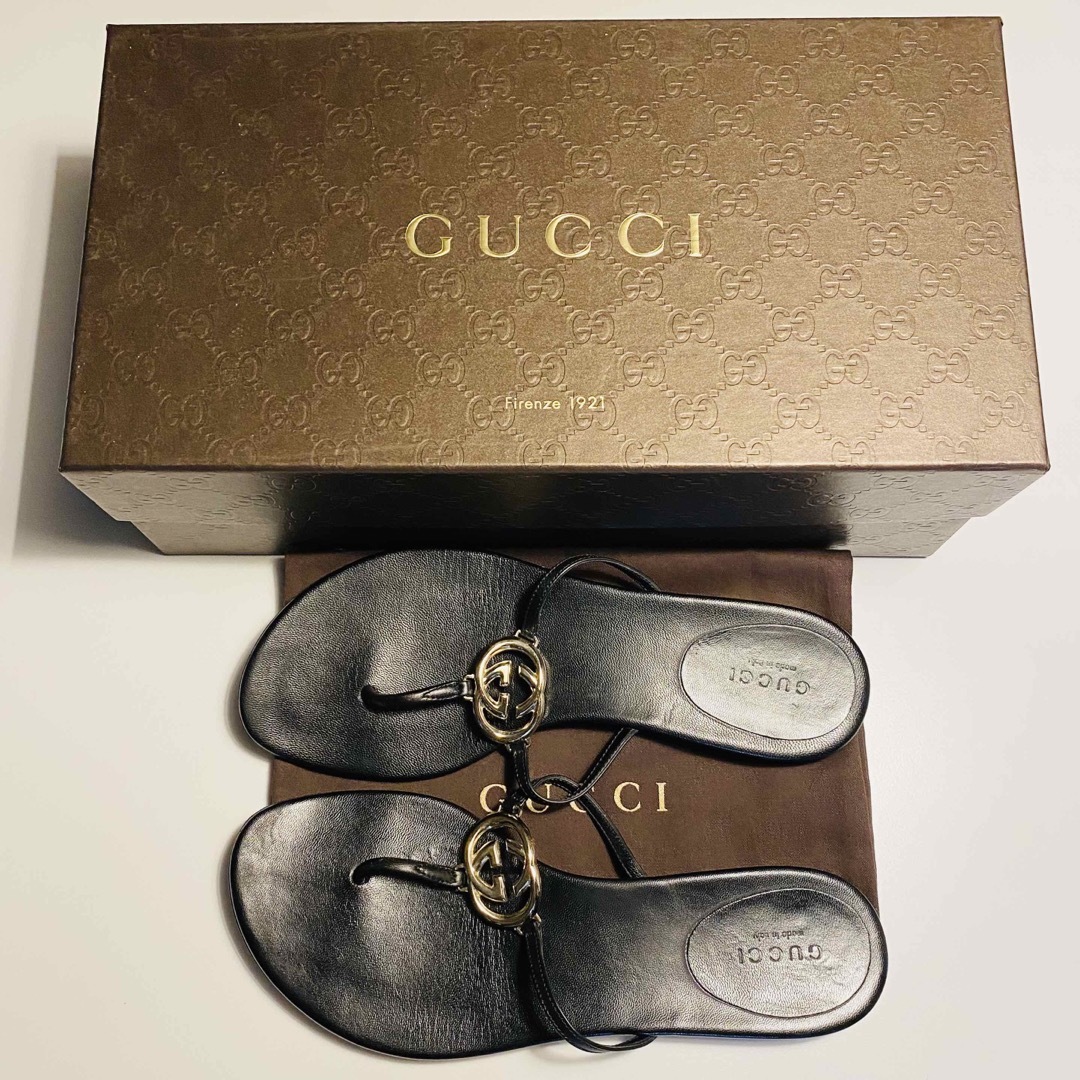 Gucci(グッチ)のGUCCI グッチ トング サンダル GG BRITT ブラック 36.0  レディースの靴/シューズ(サンダル)の商品写真