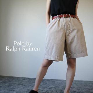 ポロラルフローレン(POLO RALPH LAUREN)の【ラルフローレン】クラシック チノ ワイド ショーツ ベージュ 90s W36(ショートパンツ)