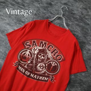 アートヴィンテージ(ART VINTAGE)の【SAMCRO】海外ドラマ サンズオブアナーキー ロゴ プリント Tシャツ 赤(Tシャツ/カットソー(半袖/袖なし))