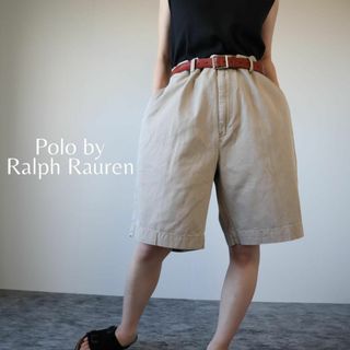 ポロラルフローレン(POLO RALPH LAUREN)の【ラルフローレン】ワイド クラシックチノ ショーツ 90s アイボリー W44(ショートパンツ)