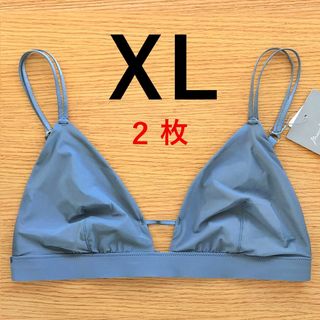 ユニクロ(UNIQLO)のユニクロ ワイヤレスブラ　シアー　XL　ブルー マメ クロゴウチ ブラジャー ②(ブラ)