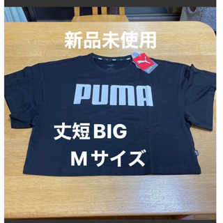 プーマ(PUMA)のPUMA短丈ビッグTシャツM  黒/ロゴ白(Tシャツ(半袖/袖なし))