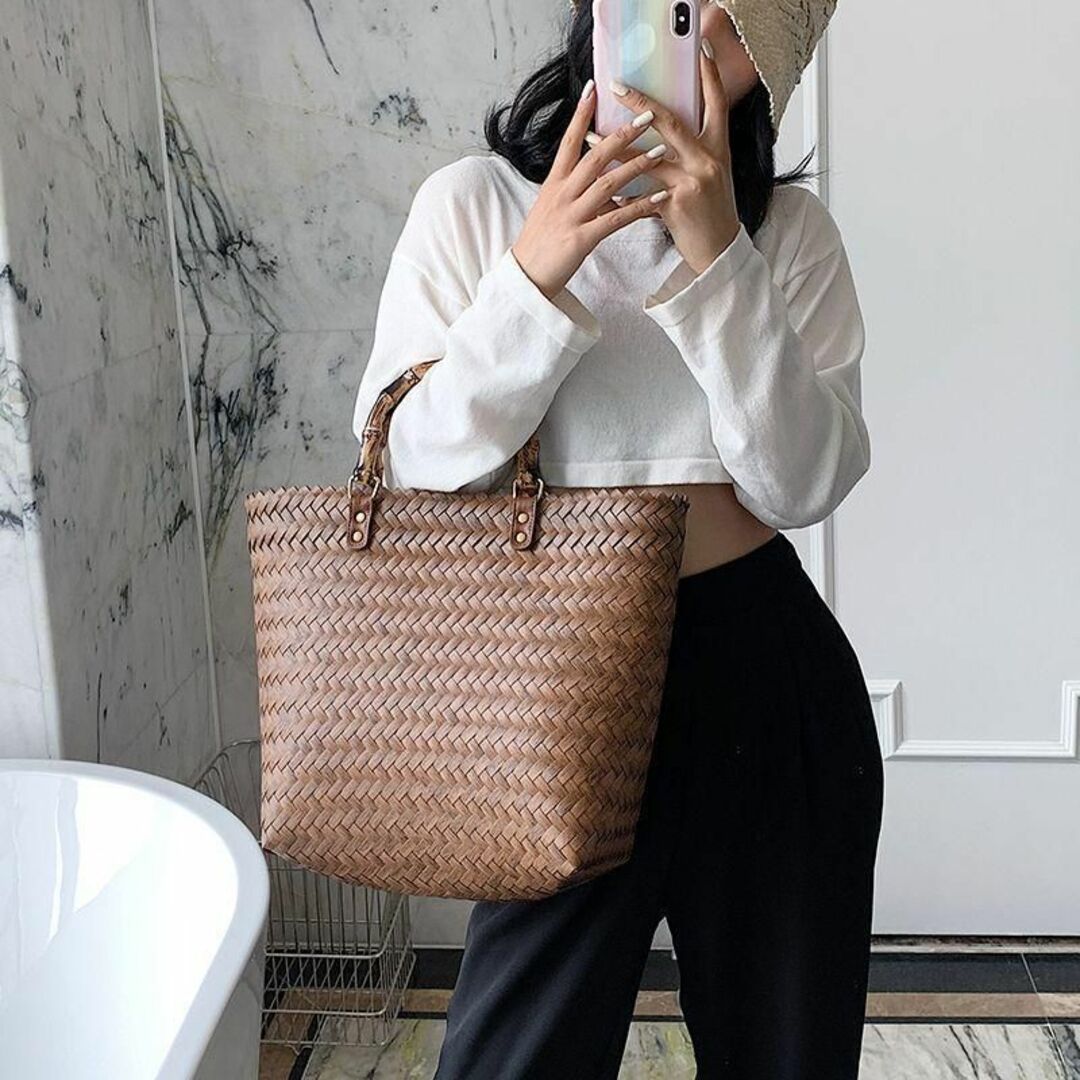 かごバッグ 大人 おしゃれ 上品 大きめ ブラウンの通販 by 小柴 かごバッグ 大人 おしゃれ 上品 大きめ ブラウンの通販 by 小柴