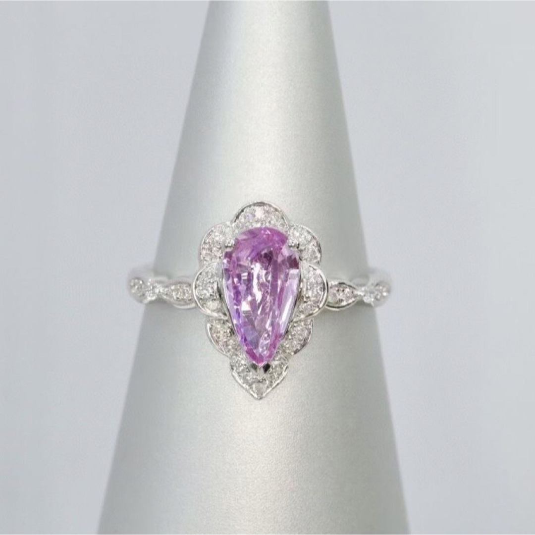 天然 パパラチアサファイア ダイヤ リング1.09ct k18 f