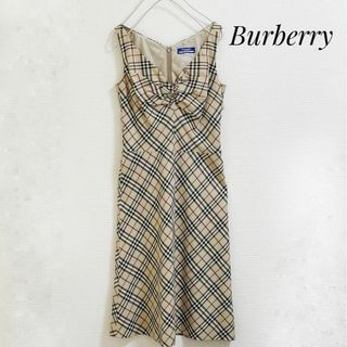 バーバリーブルーレーベル(BURBERRY BLUE LABEL)のバーバリー　ワンピース　夏物　ノバチェック　Sサイズ　ブランド　ノースリーブ(ひざ丈ワンピース)