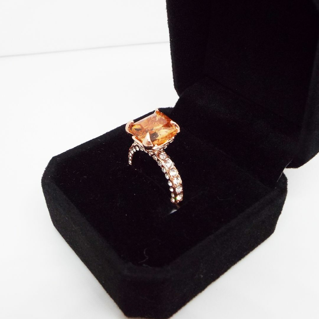 大粒 オレンジ CZダイヤ ローズゴールドリング レディース 指輪 レディースのアクセサリー(リング(指輪))の商品写真