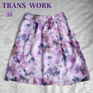 トランスワーク(TRANS WORK)のトランスワーク　TRANSWORK   紫　花柄　スカート(ひざ丈スカート)